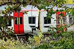 Photograph of the two trains collided head-on