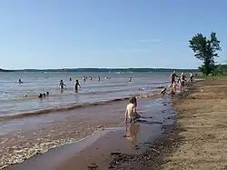The man-made beach at Tall Chief Cove.