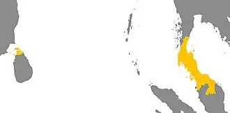 Tambralinga at their largest extent in 1244 after the Sri Lankan conquest