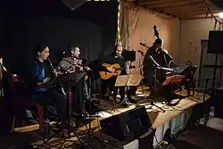 People playing folk-related instruments (guitars, etc.)