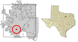 Location of Edgecliff Village in Tarrant County, Texas