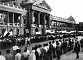 Supporters of nationalisation of Iranian oil demonstrating in front of the building, early 1950s