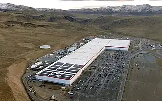 A drone-view of a battery manufacturing factory
