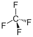 Skeletal structure of tetrafluoromethane.