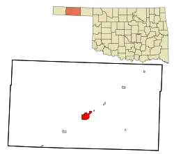 Location within Texas County and Oklahoma