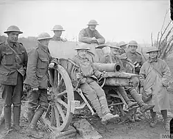 Gunners of the Royal Marine Artillery by a captured German 105 mm FH 98/09 field howitzer during the Battle of Arras, April 1917.