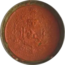 Image 25The preservation of the Great Seal of Lithuania (pictured, dating to 1623) when concluding the Union of Lublin meant that the elected monarchs acts without being confirmed with the Lithuanian seals were void in Lithuania. These Lithuanian seals were in possession of the Lithuanian Grand Chancellor (Great Seal) and Lithuanian Vice-Chancellor [lt] (Lesser Seal). (from Grand Duchy of Lithuania)