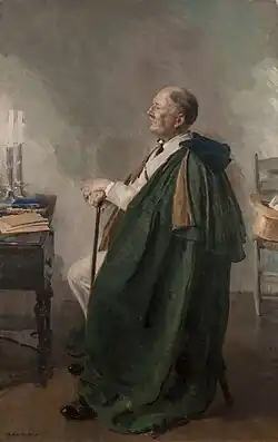 The Green Cloak, a portrait of George Dudley Seymour, on display at the Wadsworth Atheneum (1925)