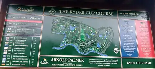 Sign giving the history of tournaments at the K Club