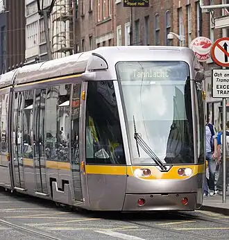 Red line Luas tram in Dublin city centre