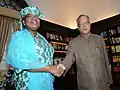 Ms. Ngozi Okonjo-Iweala calls on the Union Finance Minister, 13th President of India Shri Pranab Mukherjee, in New Delhi on May 12, 2011