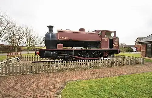 A restored Hudswell Clarke 0-6-0, now named "The Pilling Pig", on display at Pilling in 2009