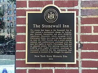 Plaque at Stonewall Inn