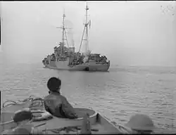 Flak ship HMS&nbsp;Pozarica was one of the 30 escorts of Convoy MKS&nbsp;6.