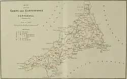 Image 23A map of camps and earthworks in Cornwall (from History of Cornwall)