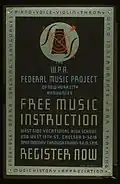(1938) Poster advertising a free music instruction opportunity