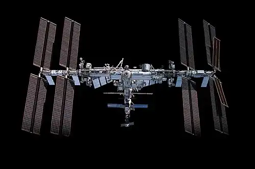 View of the ISS as seen from Endeavour after undocking