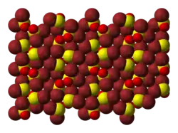 Molecular arrangement in solid SOBr2 (note that this is dramatically different from the crystal structure of its chloride analogue)
