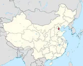 Location of Tianjin Municipality within China