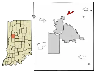 Location of Battle Ground in Tippecanoe County, Indiana.