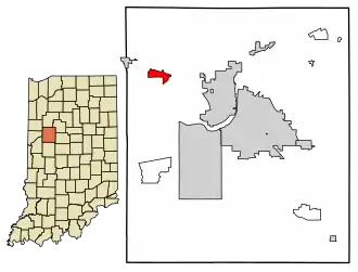Location of Montmorenci in Tippecanoe County, Indiana.
