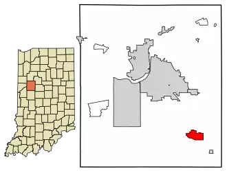 Location of Stockwell in Tippecanoe County, Indiana.