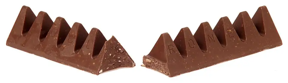 An open Toblerone bar