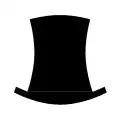 A stylised silhouette of a top hat