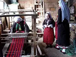 Simple shepherd's check tartan being woven by Pomaks in Greece, 2007
