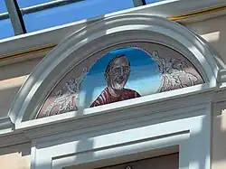 A portrait said to depict Rodney Carran (of Chapman Taylor architects), the centre's lead architect