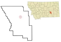 Location of Hysham, Montana