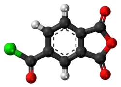 Ball-and-stick model of trimellitic anhydride chloride