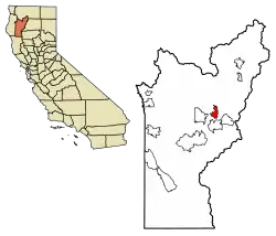 Location in Trinity County and the state of California