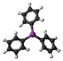 Ball-and-stick model of the triphenylstibine molecule