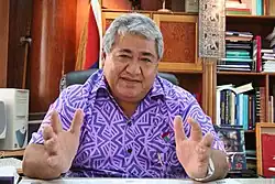 Image 1Tuilaepa Sailele Malielegaoi, Prime Minister of Samoa from 1998 to 2021, who initiated the Polynesian Leaders Group in late 2011. (from Polynesia)