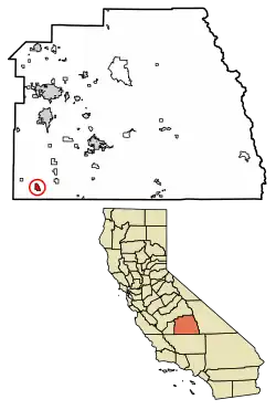 Location in Tulare County and the state of California