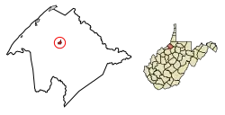 Location of Middlebourne in Tyler County, West Virginia.