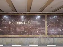 Name sign inside station