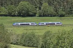 Autorail X 73500 serving the connection between Limoges and Clermont-Ferrand.