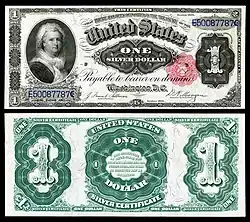 $1 Silver Certificate, Series 1891, Fr.223, depicting Martha Washington