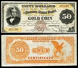 $50 Gold Certificate, Series 1882, Fr.1189a, depicting Silas Wright