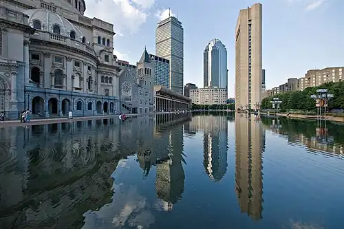buildings around a reflecting pool