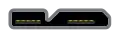A USB 3.0 Micro‑B receptacle: an opening twelve by two millimetres, in two sections, distinct from the USB 3.0 Micro‑AB receptacle only in that the upper corners of the wider section narrow to preclude insertion of a Type‑A plug