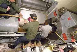 Placing powder bags, 1986.