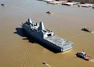 Port-quarter view of USS New Orleans.