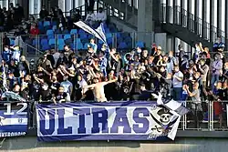 Photo of Dunkerque supporters at a Ligue 2 match against AS Nancy Lorraine in 2021