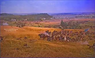 General George Meade and staff advancing toward Cemetery Ridge