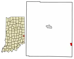 Location of West College Corner in Union County, Indiana.