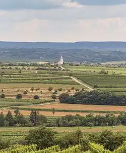 Remote view of Unterretzbach and parish church