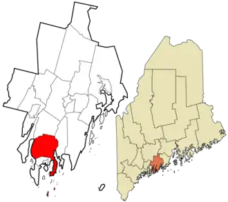 Location in Lincoln County and the state of Maine
